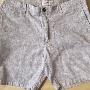 Goodfellow & Co Mens Linen Blend Shorts Gray Flat Front Size 36 Casual Summer